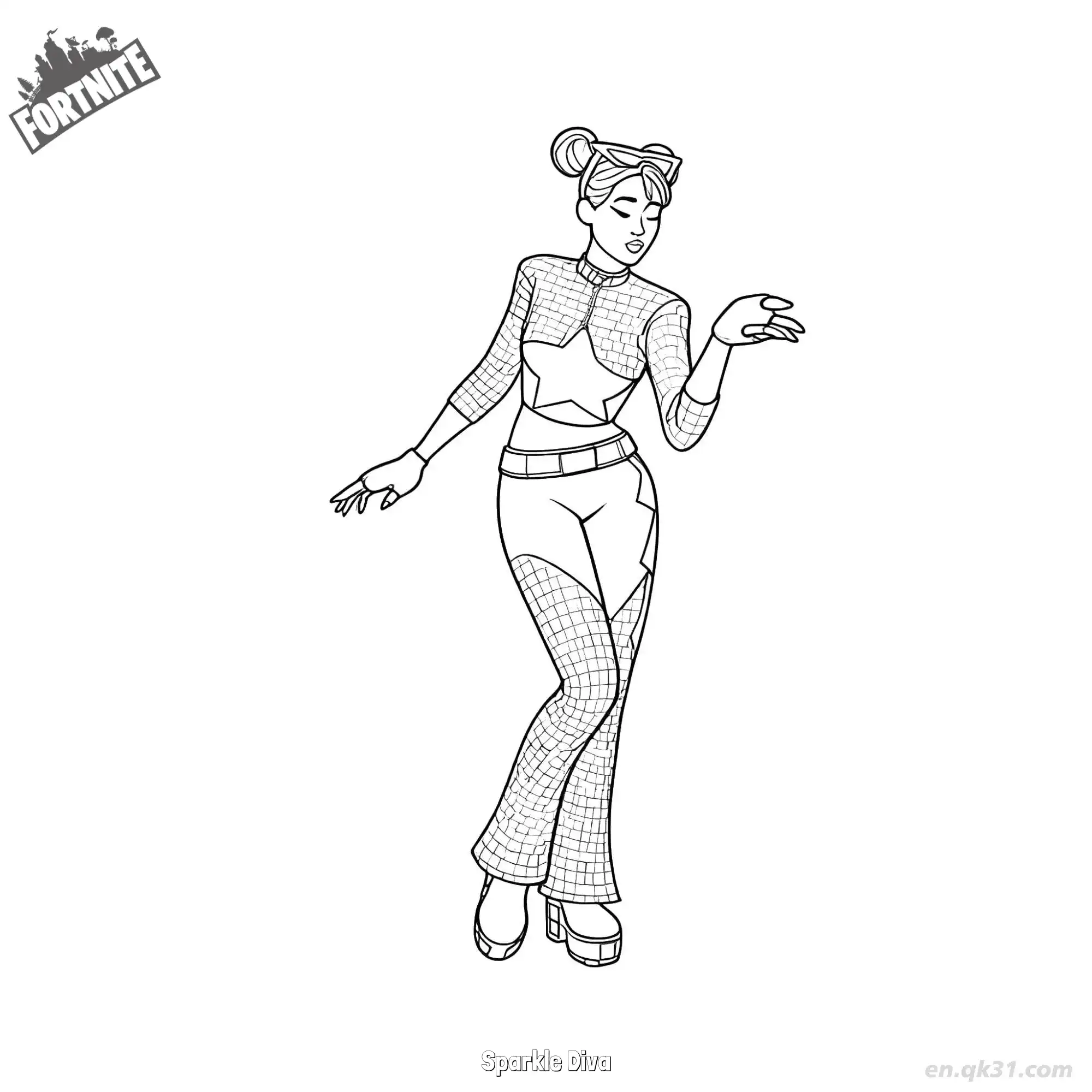 免费 闪耀天后 03简笔画 素描 涂鸦 - 免费可打印堡垒之夜 下载PDF 简笔画涂色页
